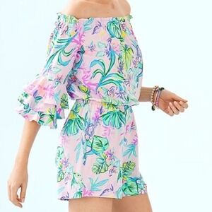 Lilly Pulitzer Calla Romper Amethyst Tint Mermaid in the Shade Size Medium